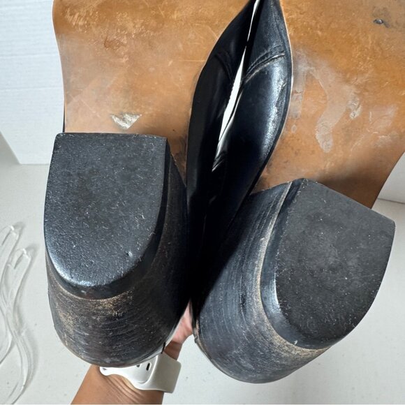 Black Leather Chelsea Western Block Heel Classic Pull-On Ankle Boots Size 8.5 - Picture 13 of 16